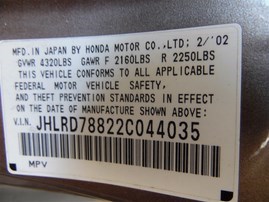 2002 Honda CR-V EX Bronze 2.4L AT 4WD #A24952